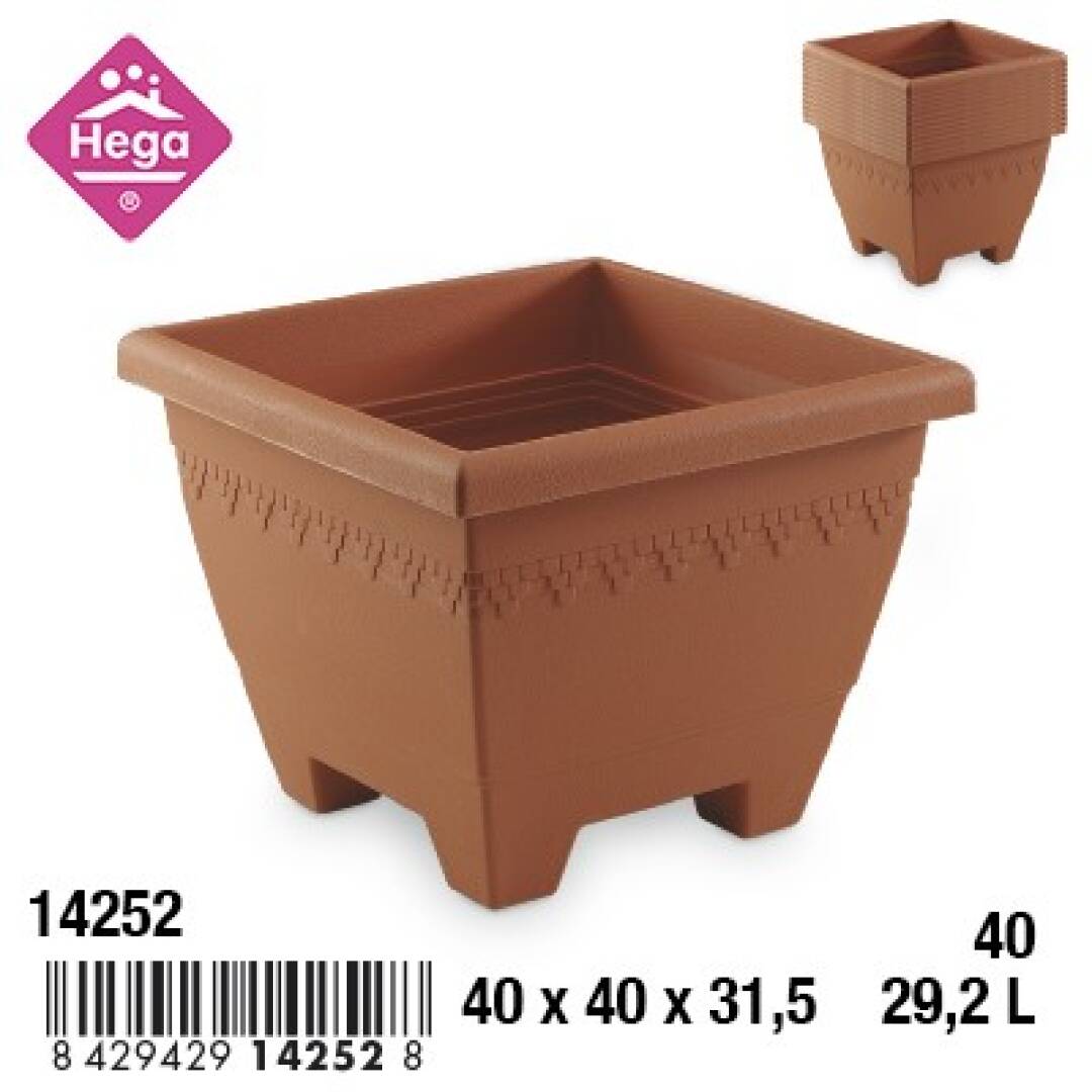 MACETA CUADRADA LIMA 40CM 29L C/P 908100