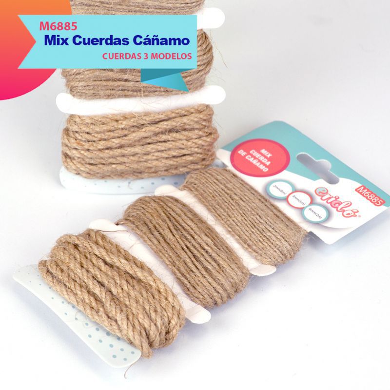 MIX CUERDA CAÑAMO 2MM/3MM/4MMX2M 900800