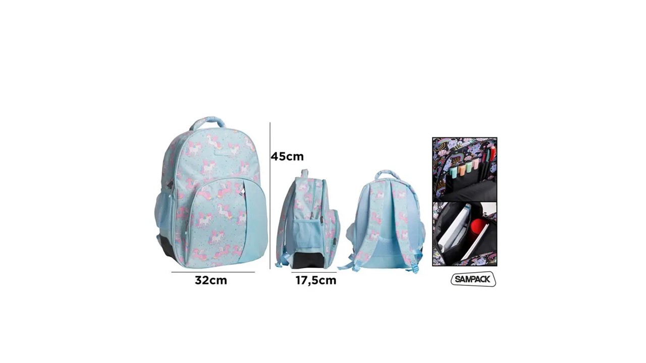 MOCHILA ESCOLAR 45CM AZUL CABALLO ALADO 925400