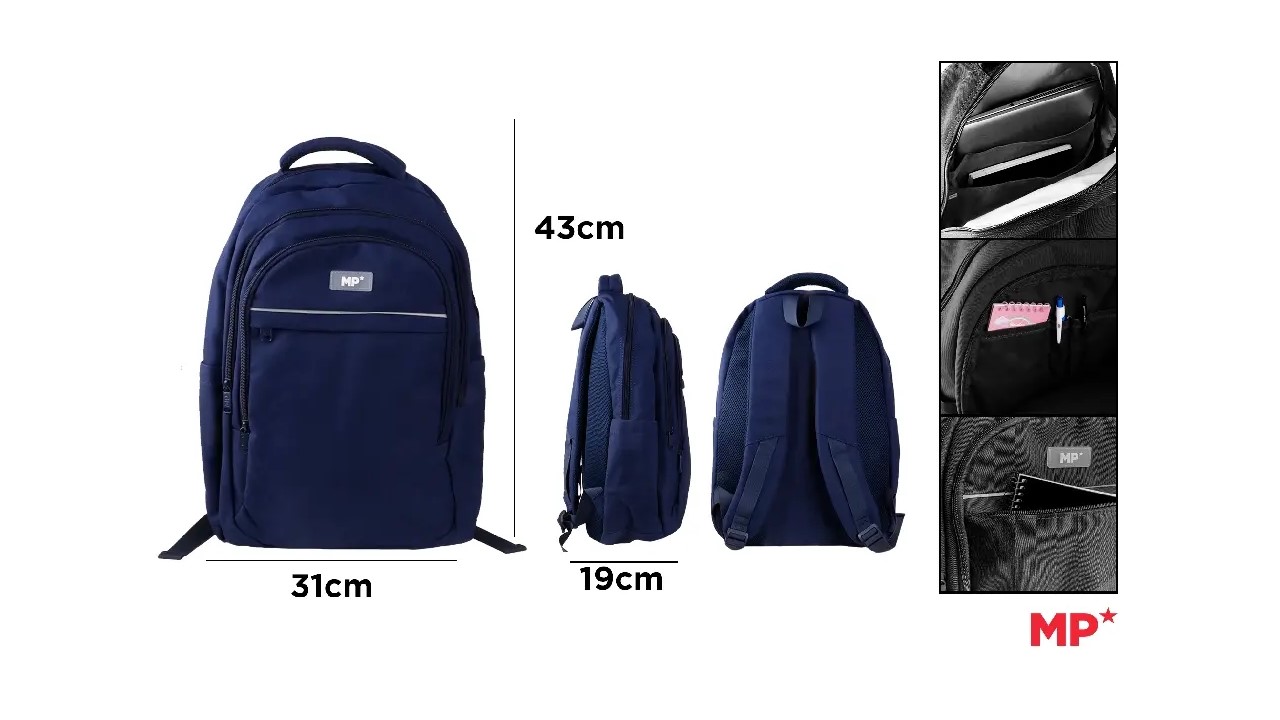 MOCHILA ESCOLAR AZUL 43CM 915000