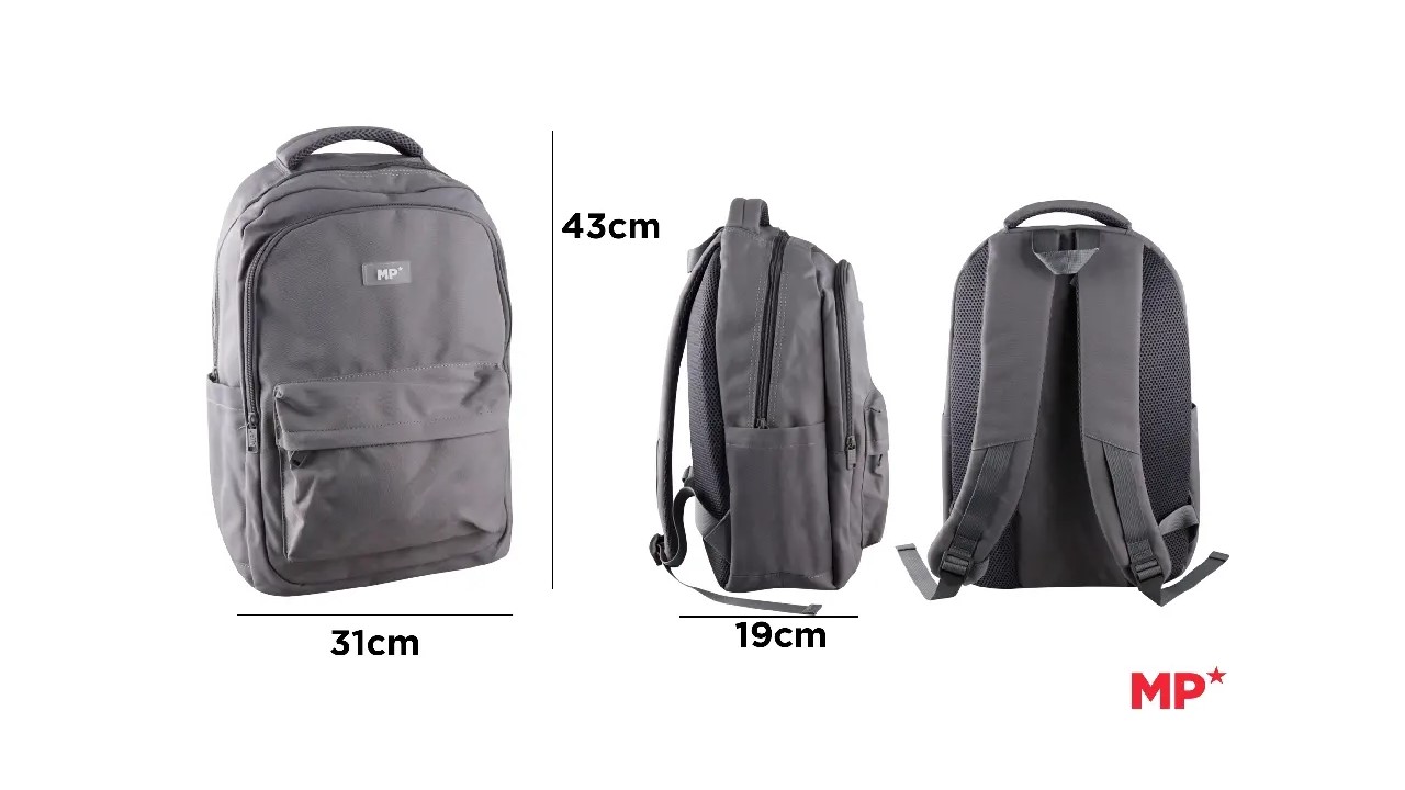 MOCHILA ESCOLAR GRIS 43CM 915000