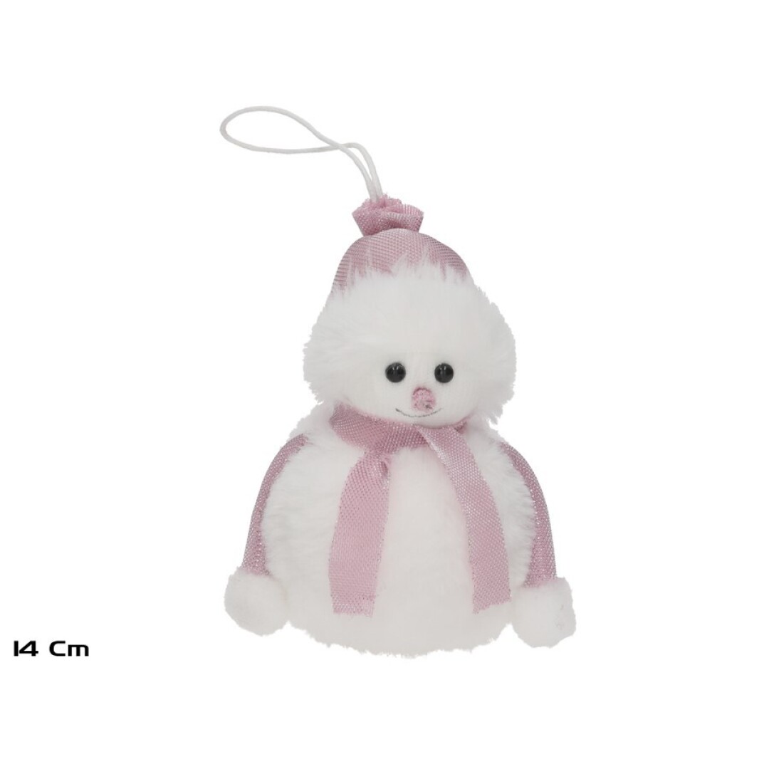 MUÑECO NIEVE COLG.TRAJE ROSA 11X9X14 901500