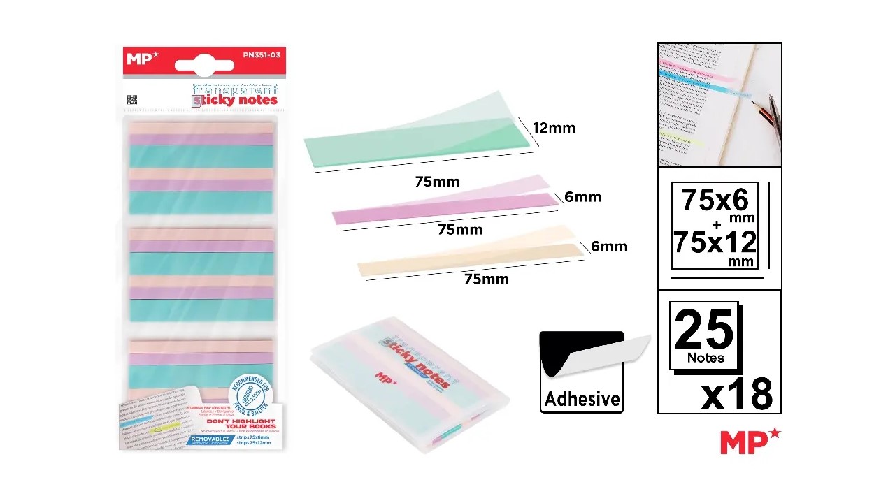 NOTAS ADH.TRANSP.PASTEL  75MM 900900