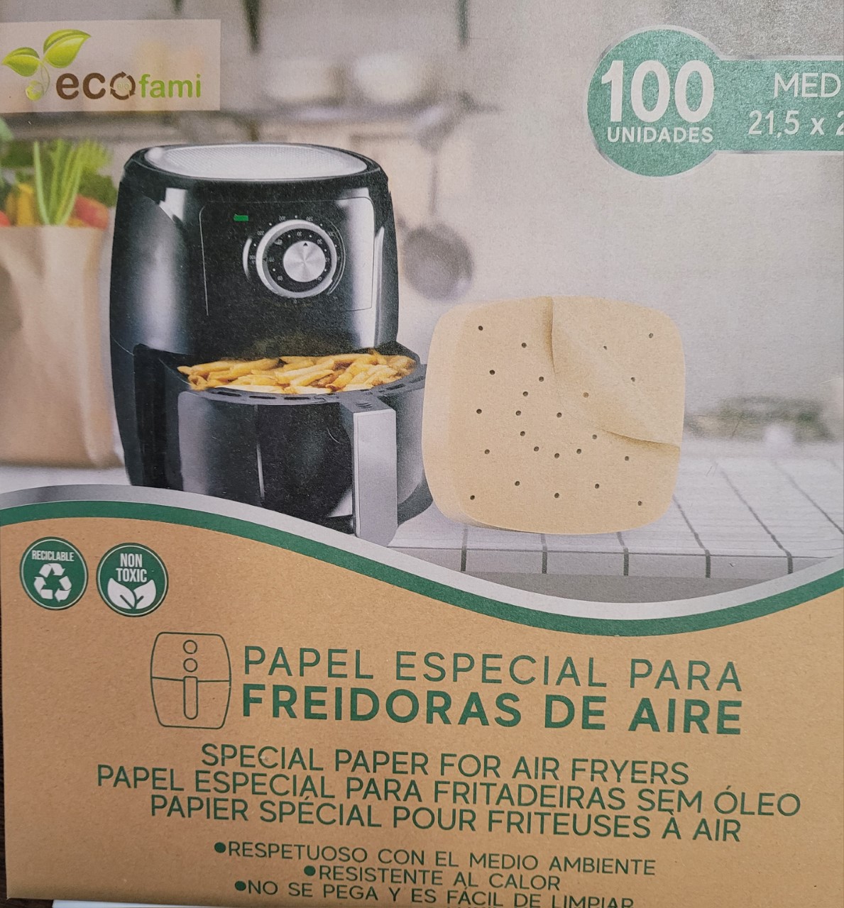 PAPEL FREIDORA AIRE 21.5X21,5CM 100U 9042500