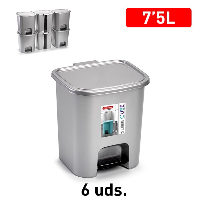 PAPELERA 7.5L PLATA 903100