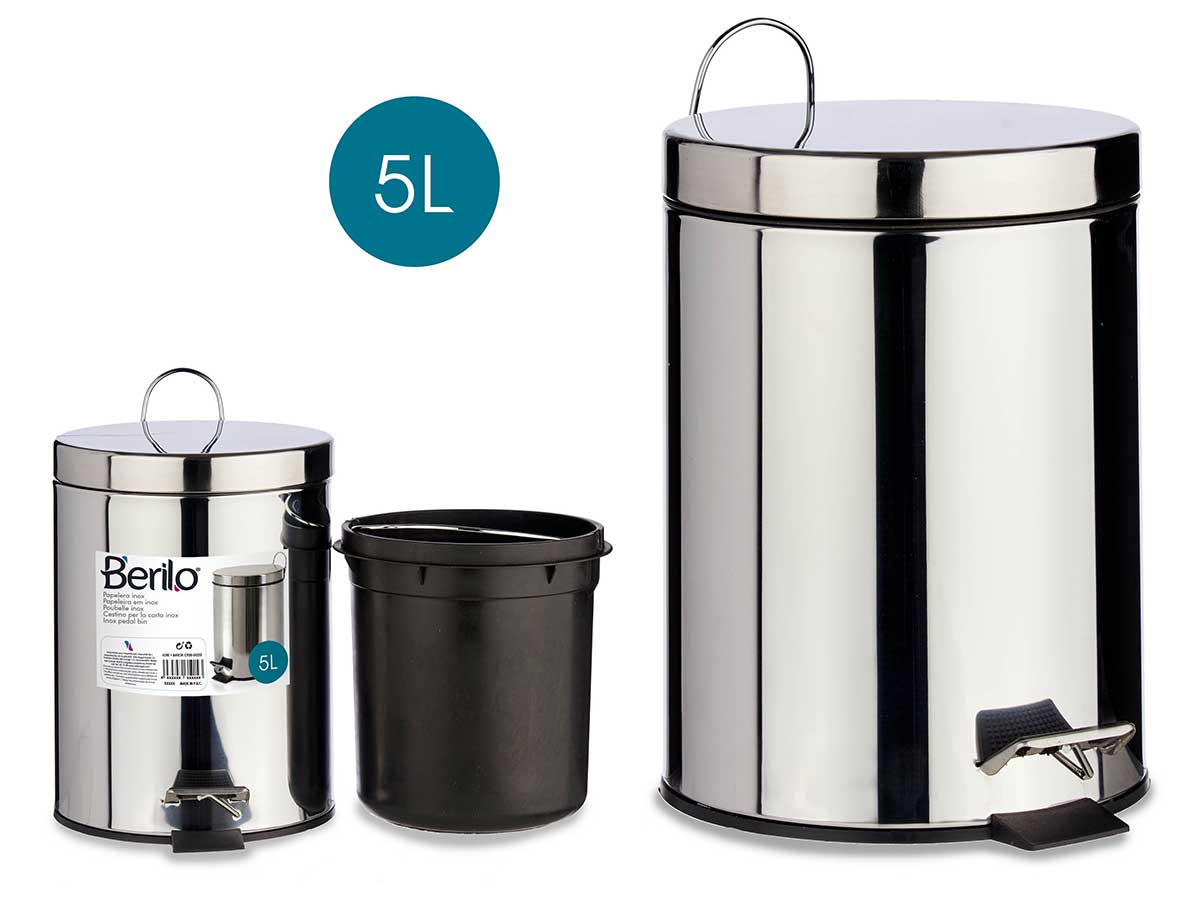 PAPELERA ACERO 5L C/PEDAL 907800