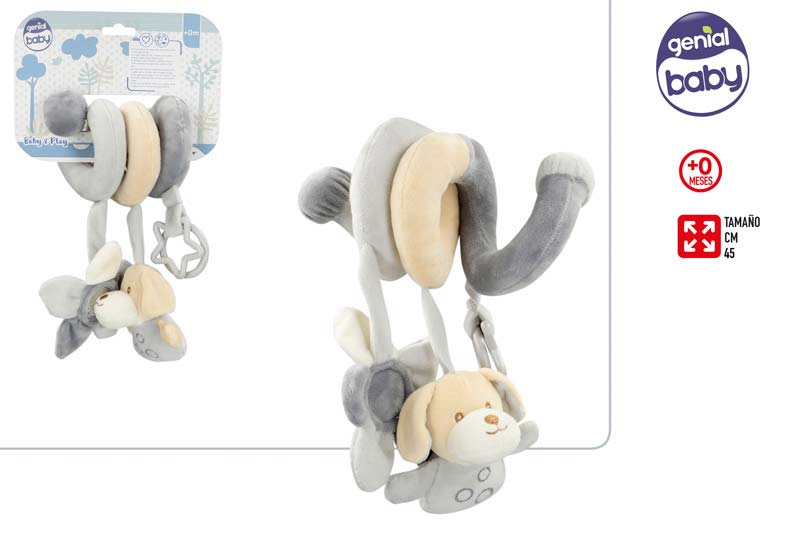 PERRITO ESPIRAL COCHE BEBE 25CM GRIS 9049500