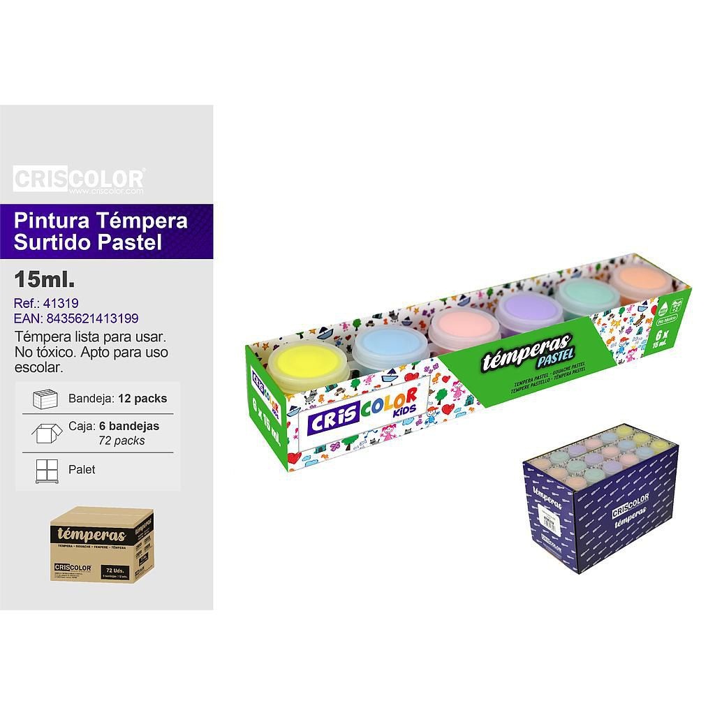 PINTURA TEMPERA PASTEL 15ML 6UD 901100