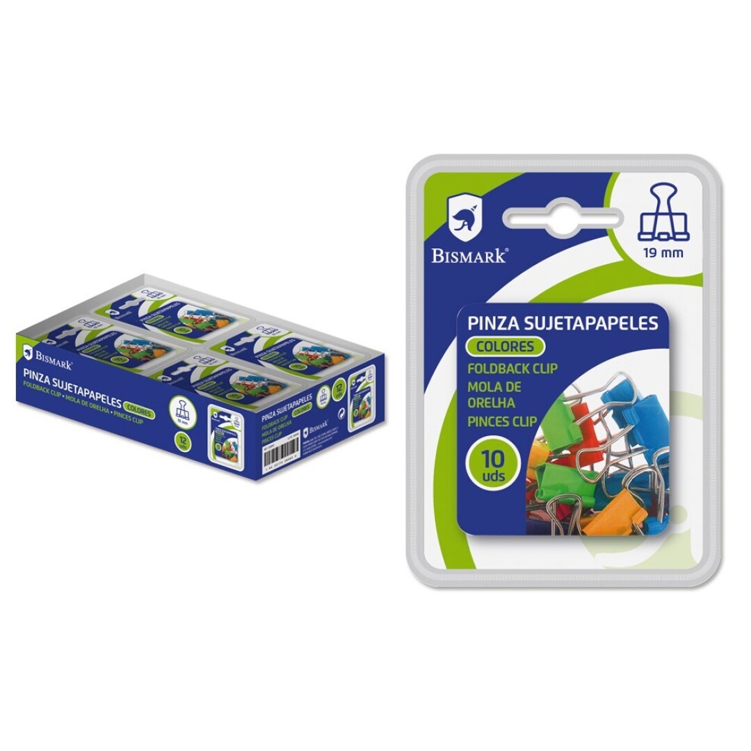 PINZA SUJETAPAPELES 19MM COLOR 900700