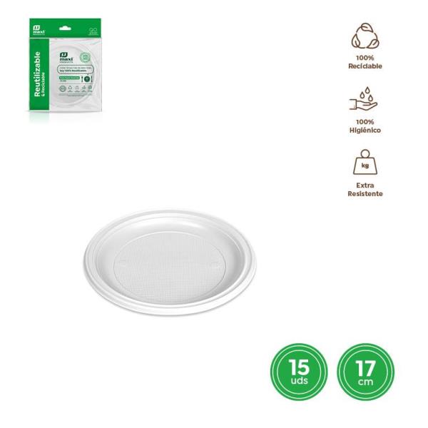 PLATO LLANO BCO 17CM 15UD 9005400