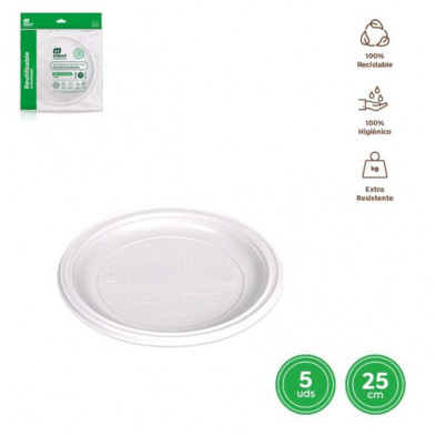 PLATO LLANO BCO 25CM 5UDS 900600