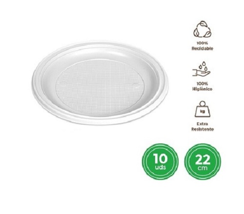 PLATO LLANO BLANCO 22CM 10U  900600