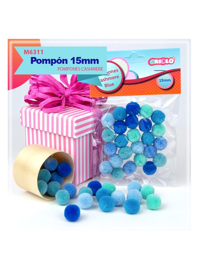 POMPONES AZUL 15MM 900600