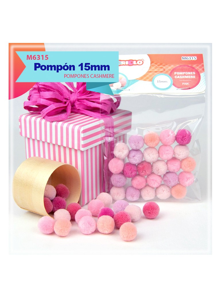 POMPONES ROSA 15MM 900600