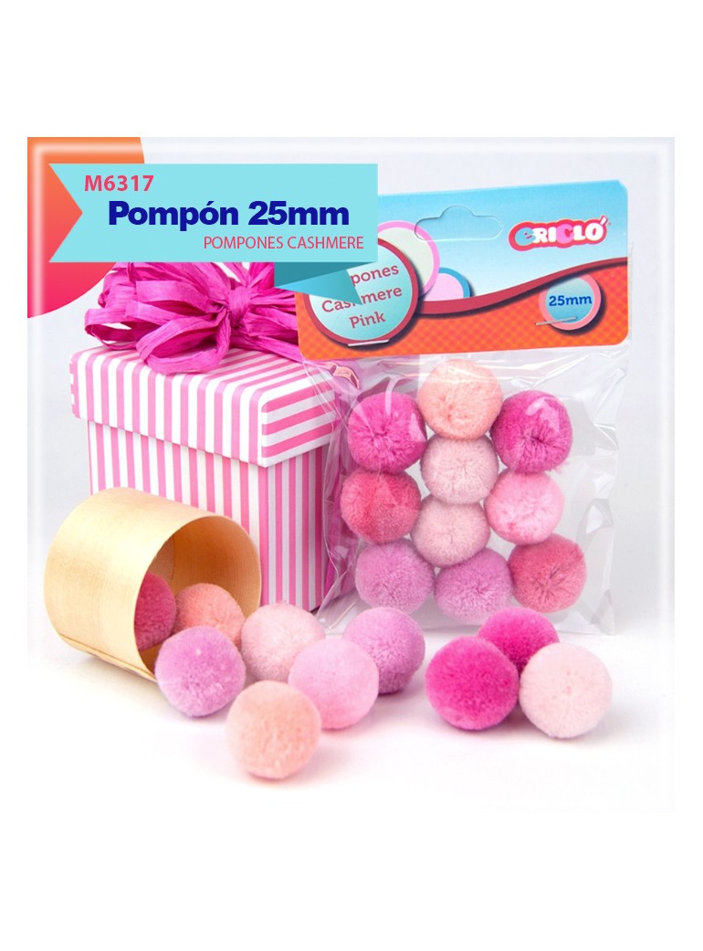 POMPONES ROSA 25MM 900600