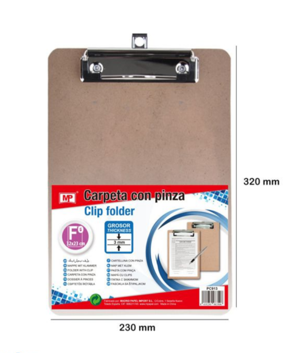 PORTANOTAS MADERA C/PINZA A4 901600