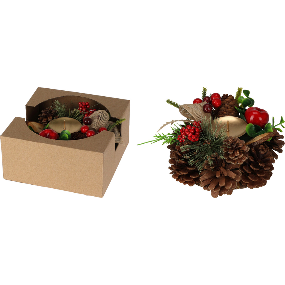 PORTAVELA 15CM PIÑAS Y F.ROJOS 9056500