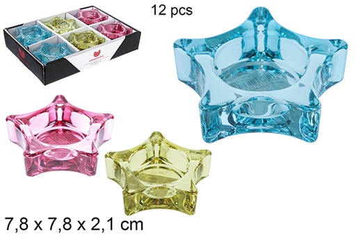 PORTAVELAS CRISTAL ESTRELLA COLOR 7.8CM 9008500