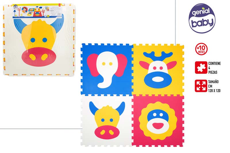 PUZZLE EVA 120X120 ANIMALES 4PCS 9156500
