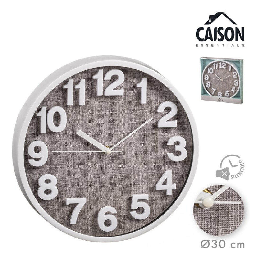 RELOJ PARED 30.5CM BCO C/ESFERA GRIS 9061500