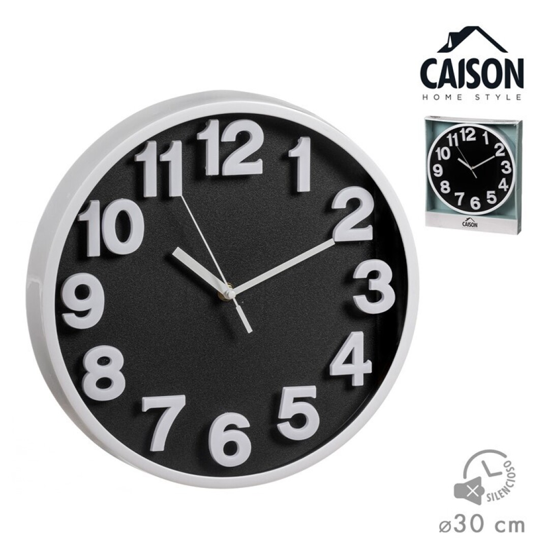 RELOJ PARED BCO/NEGRO 31CM 9063000