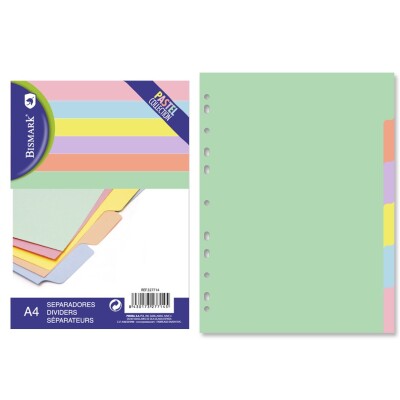 SEPARADORES PASTEL CARTON A4  9009500