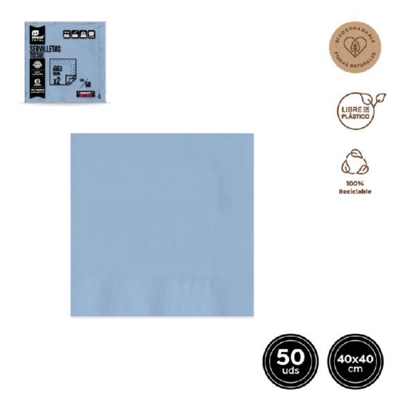 SERVILLETA  40X40 AZUL  PASTEL 50U 901900