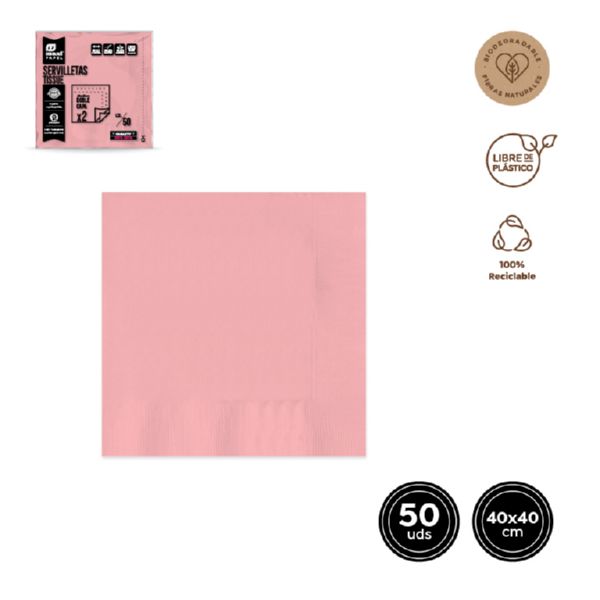 SERVILLETA 40X40 ROSA BABY 50UD 901900