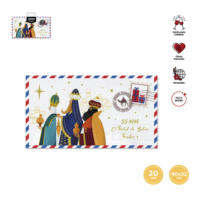 SERVILLETA REYES MAGOS 40X32 20UD 901000