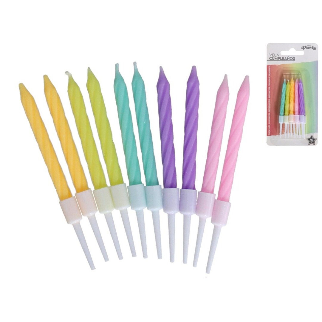 SET 10 VELAS CUMPLEAÑOS COLOR 9002500