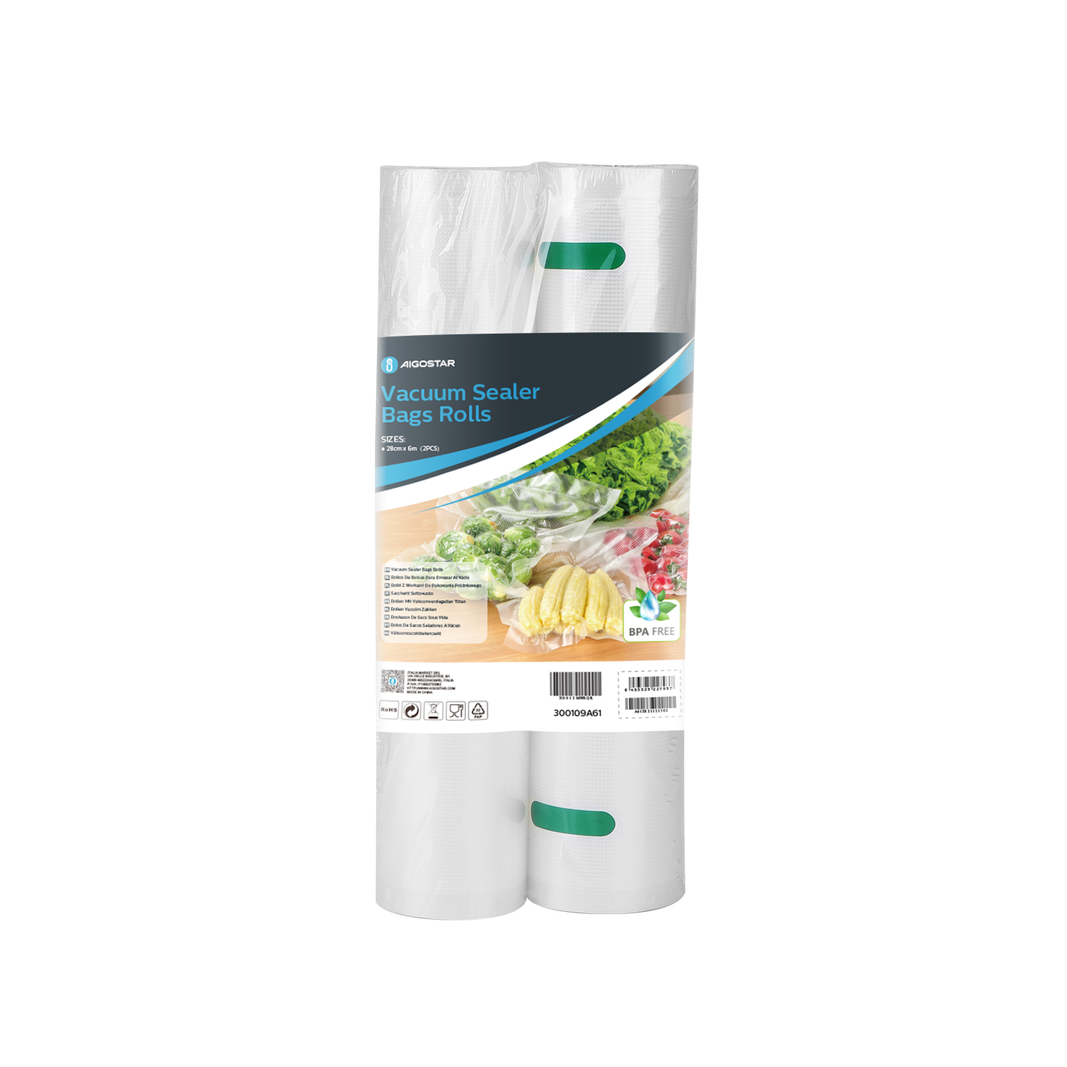SET 2 ROLLOS BOLAS ENVASE VACIO 28CM X6M 905900