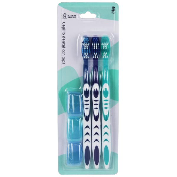 SET 3 CEPILLOS DIENTE C/TAPA MEDIO 9008500