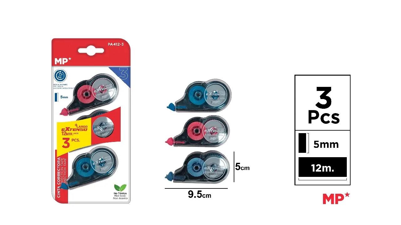 SET 3 CINTA CORRECTORA 5MMX12M 902000