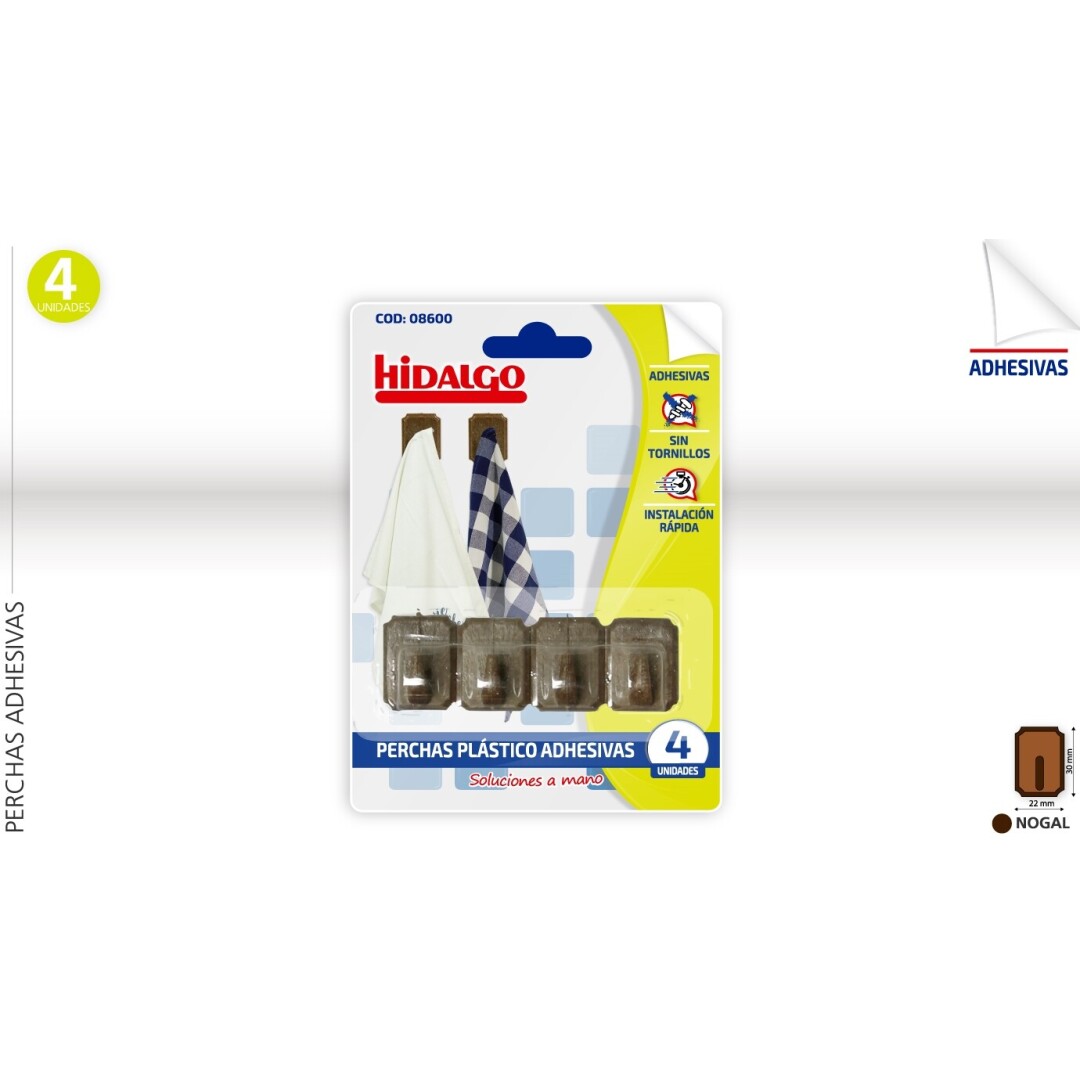 SET 4 PERCHAS ADH.PLAS.NOGAL 900500