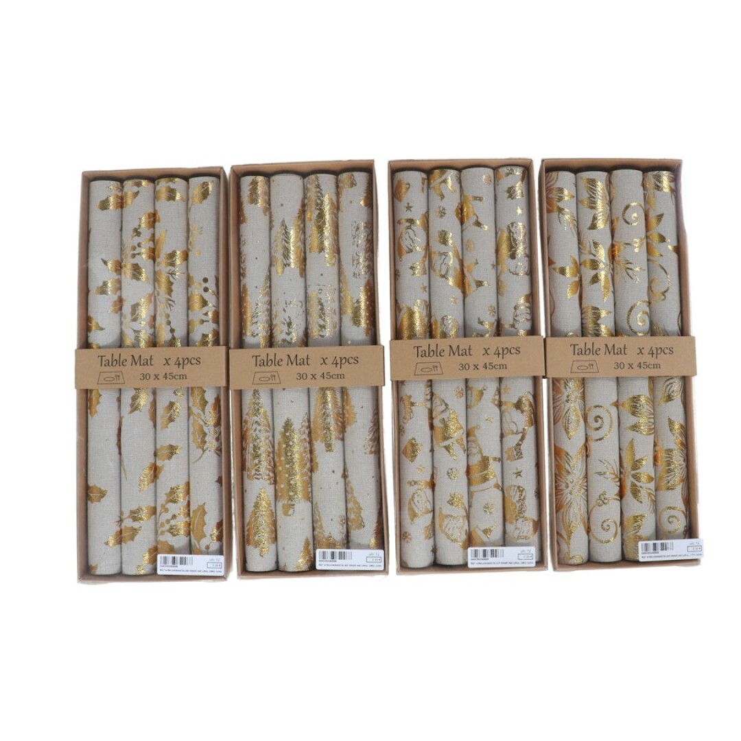 SET 4 SALVAMANTELES ORO 30X40 902700