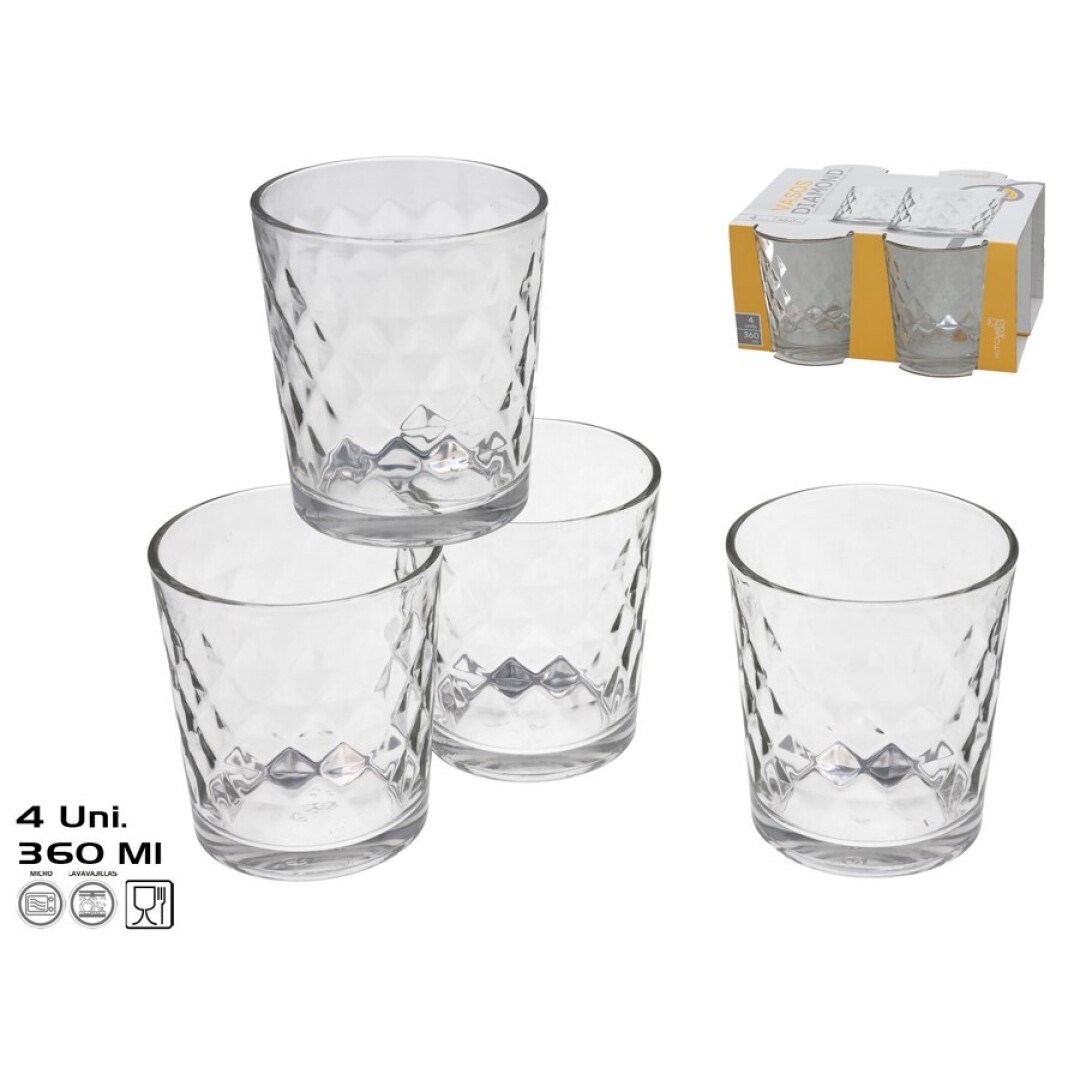 SET 4 VASOS DIAMOND 360ML 9017500