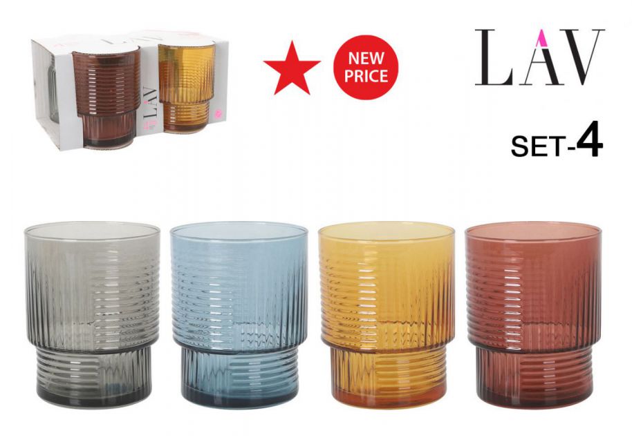 SET 4 VASOS HELEN COLOR 325CC 904200