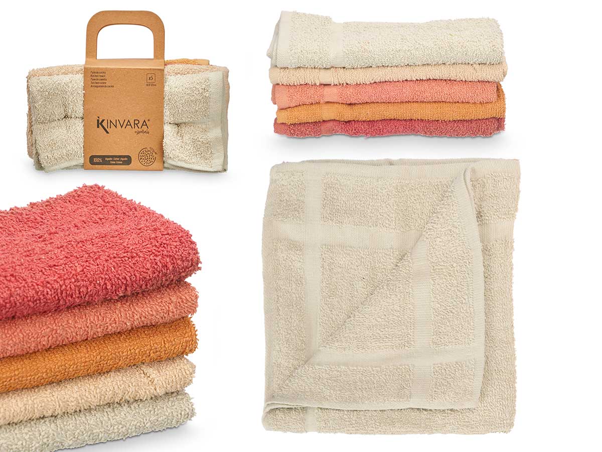 SET 5PAÑO COCINA ALG. 50X50 T.NARANJA 9050000