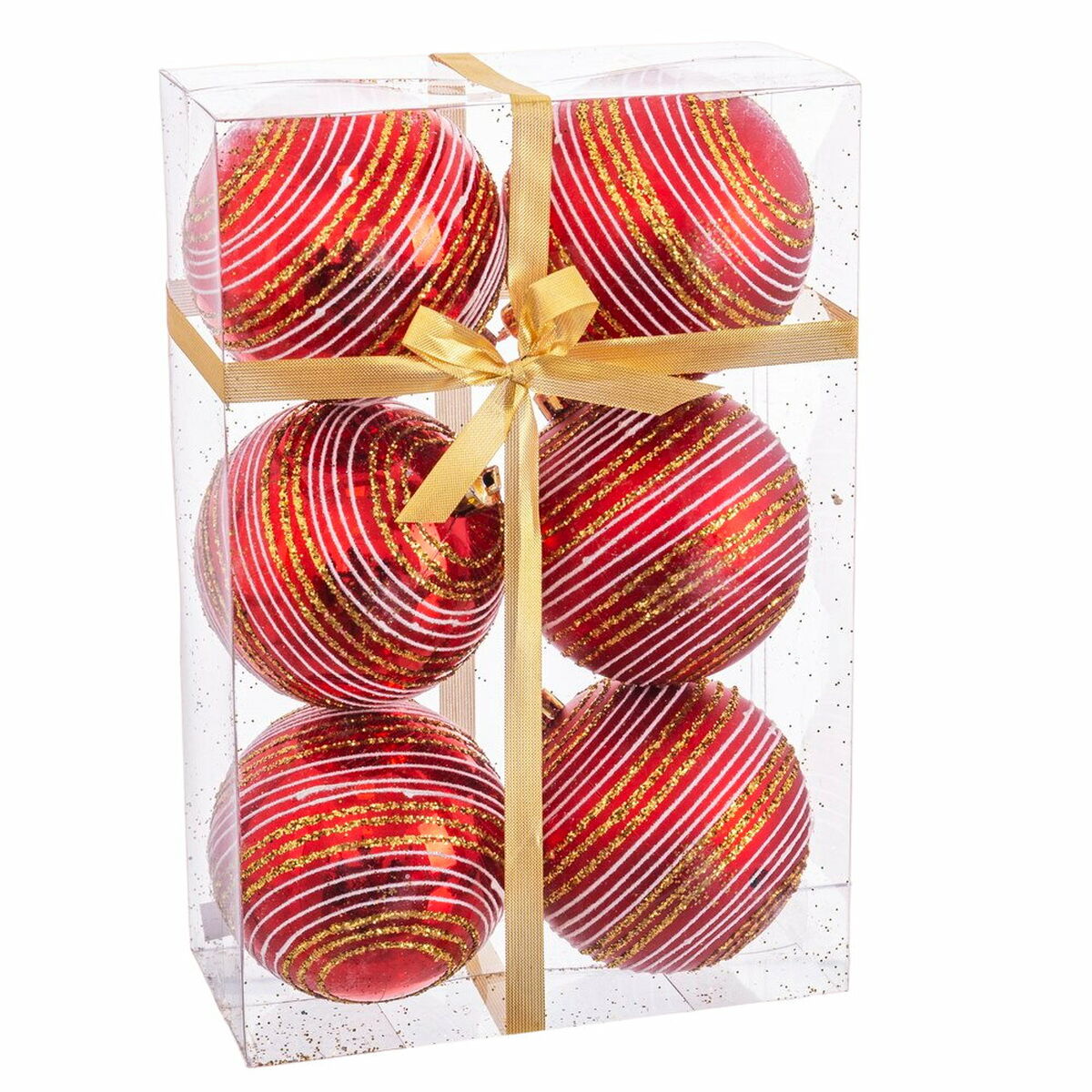 SET 6 BOLAS ESPIRAL ROJO 8CM 9043500