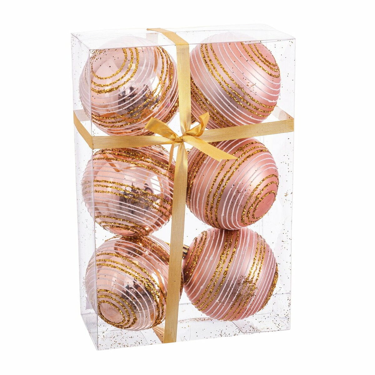 SET 6 BOLAS ESPIRAL ROSA 8CM 9043500