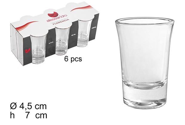 SET 6 CHUPITOS FLORENCIA 7CM 9013200