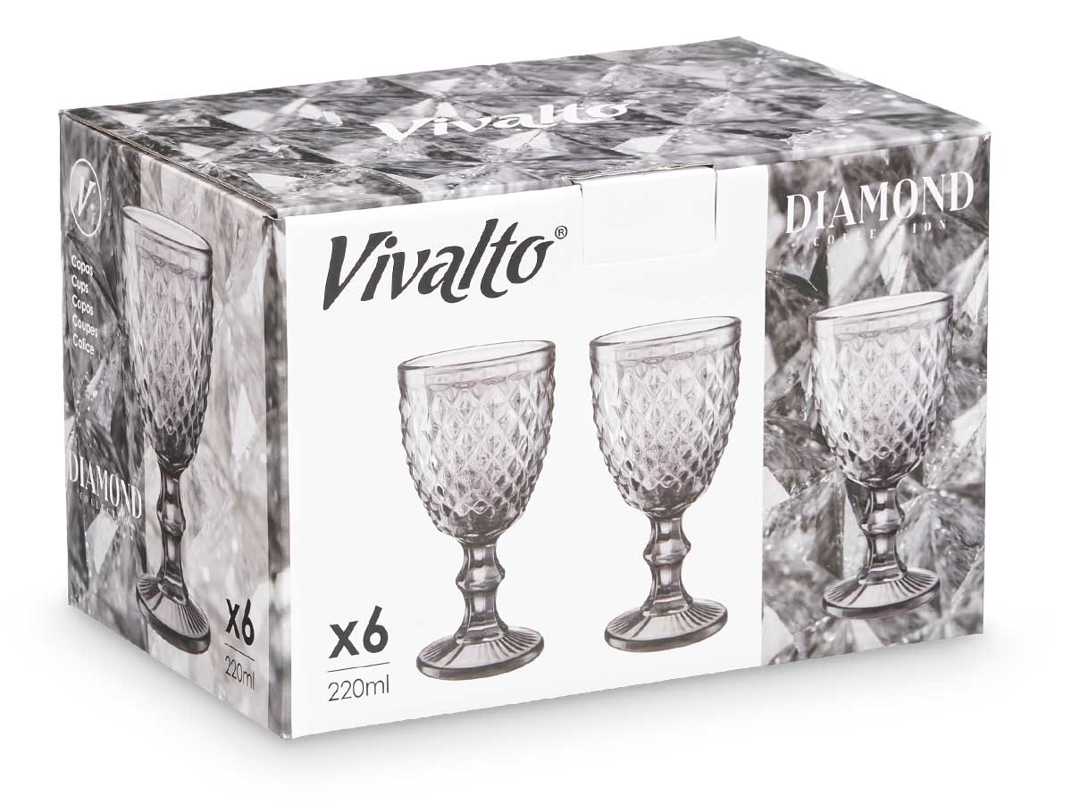 SET 6 COPAS DIAMANTE GRIS 220ML 908400