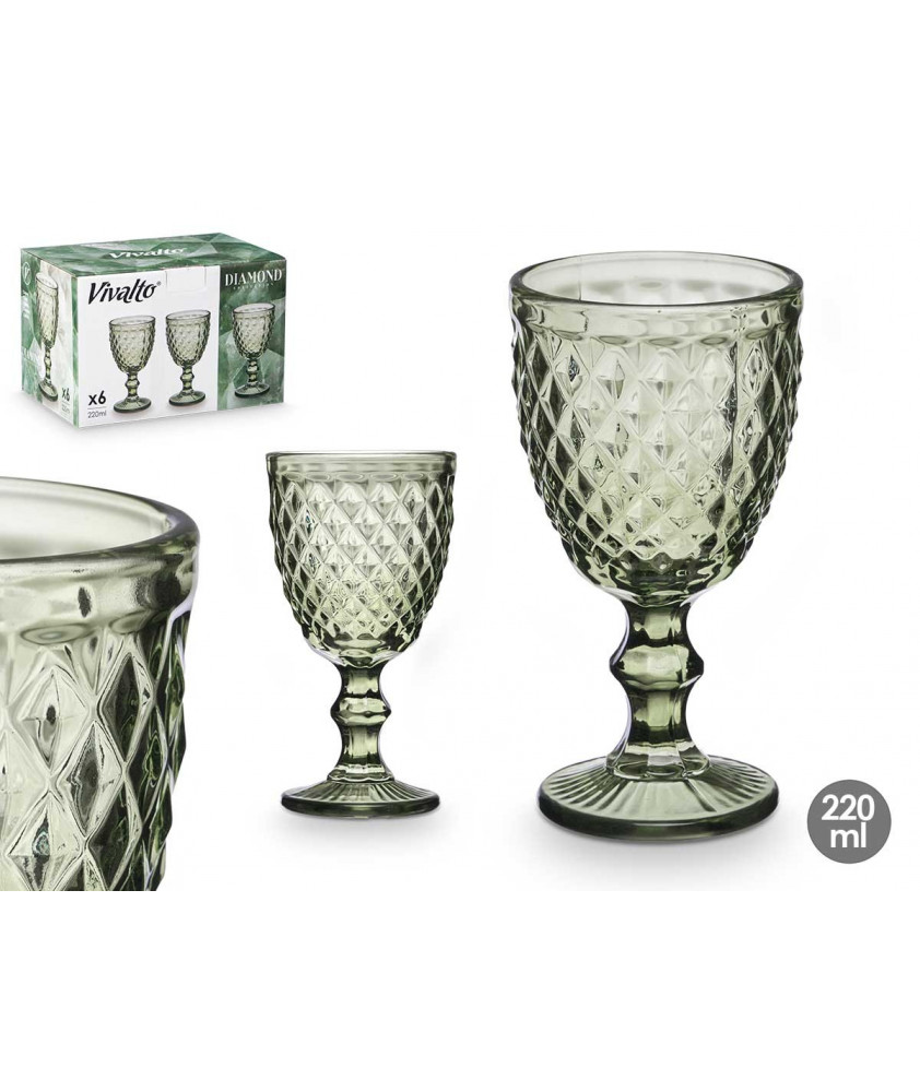 SET 6 COPAS DIAMANTE VERDE 220ML 908400