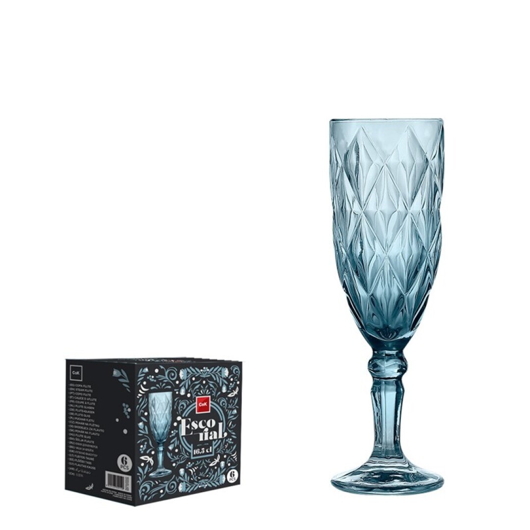 SET 6 COPAS FLUTE ESCORIAL AZUL 16.5CL 9058500