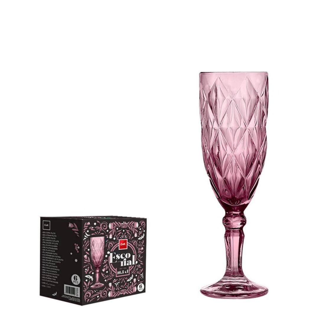 SET 6 COPAS FLUTE ESCORIAL ROSA 16.5CL 9058500
