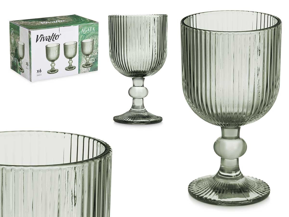 SET 6 COPAS VDE MUSGO RAYAS 260ML 908100