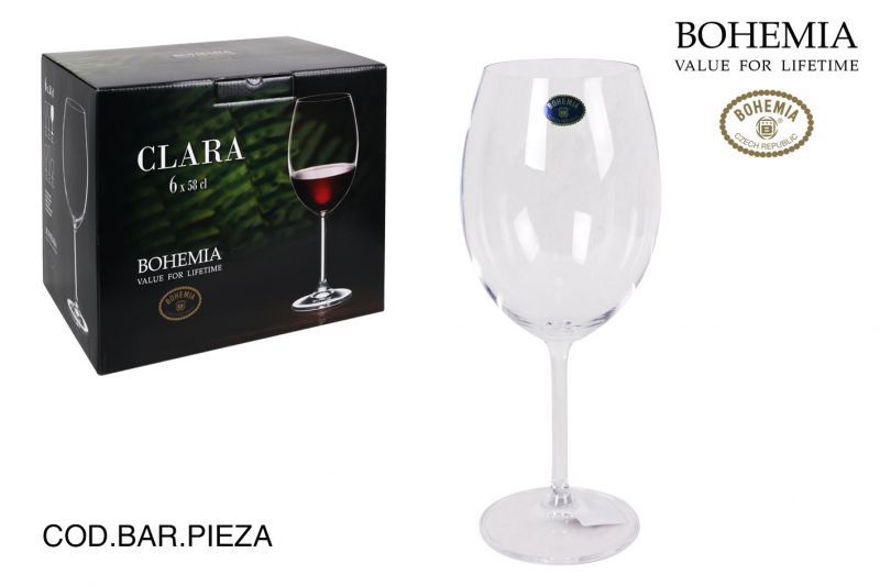 SET 6 COPAS VINO CLARA BOHEMIA 580CC 912900