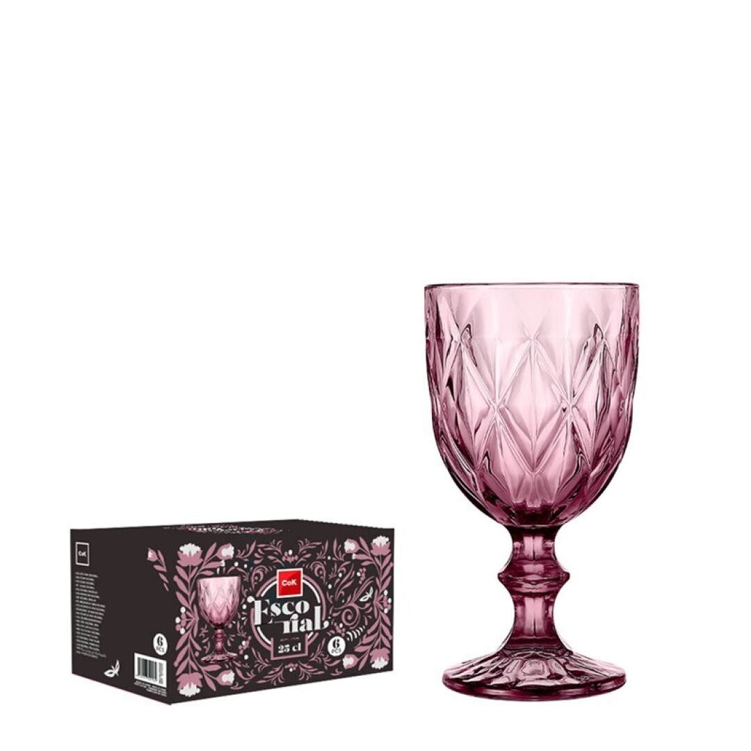 SET 6 COPAS VINO ESCORIAL ROSA 25CL 9053500