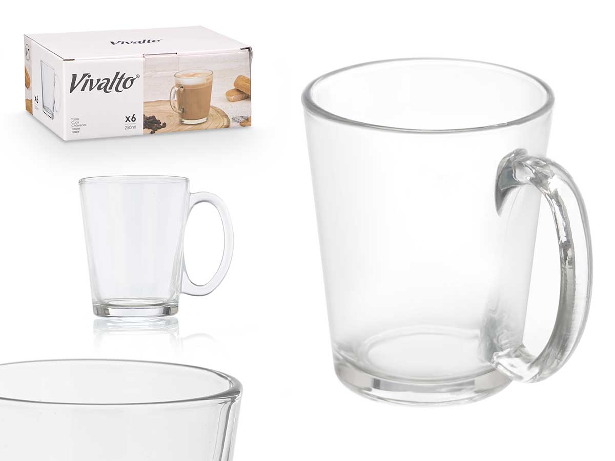 SET 6 TAZA C/ASA CONICA 250ML 9049500