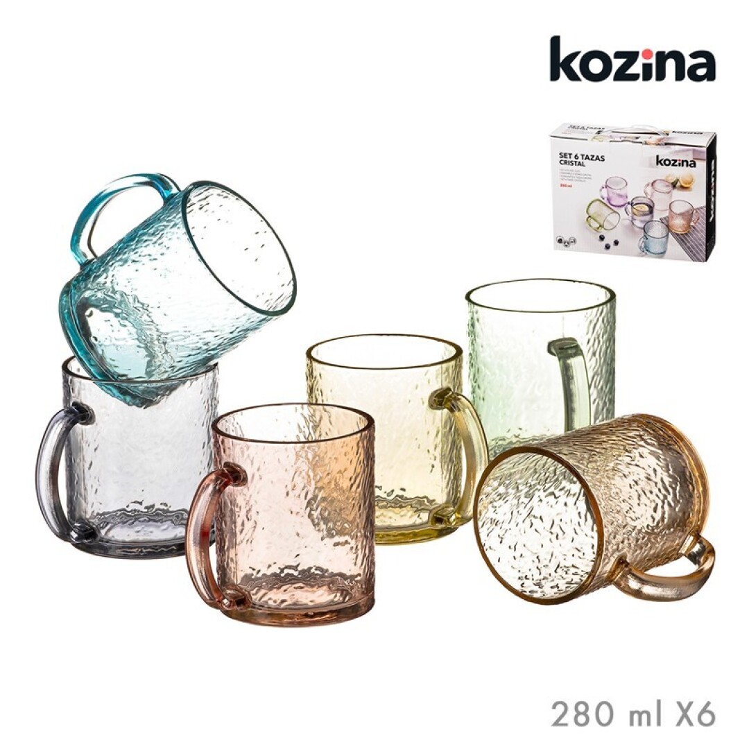 SET 6 TAZAS COLOR CRISTAL 280ML 906400